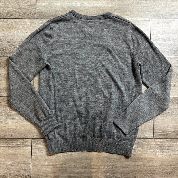 Tommy Hilfiger Pullover Sweater Men Large Premium Cotton Wool Grey - Picture 2 of 6